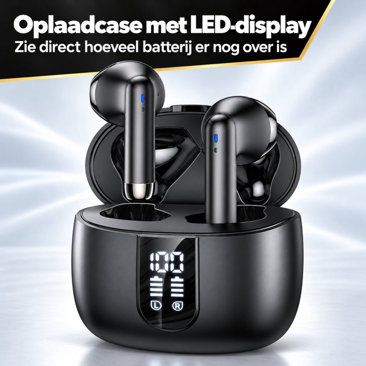 Oplaadcase met LED-display dat het batterijpercentage toont