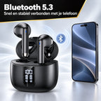 Bluetooth 5.3 oordopjes verbonden met een telefoon