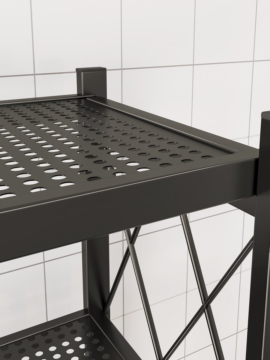 Velox Goods VL‑522 4‑Layer Storage Rack – Collapsible Shelves with Wheels – Sturdy Standing Rack for Kitchen, Bathroom & Living Room – Open Box Cabinet – Black