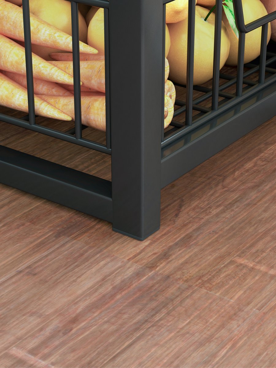 Velox Goods VL‑524 Keukeneiland – Staand Keukenrek met 3 Stevige Planken & Werkblad – Magnetronkast – Organizer voor Groente, Fruit & Keukenapparaten – Zwart – Metaal & Houtlook