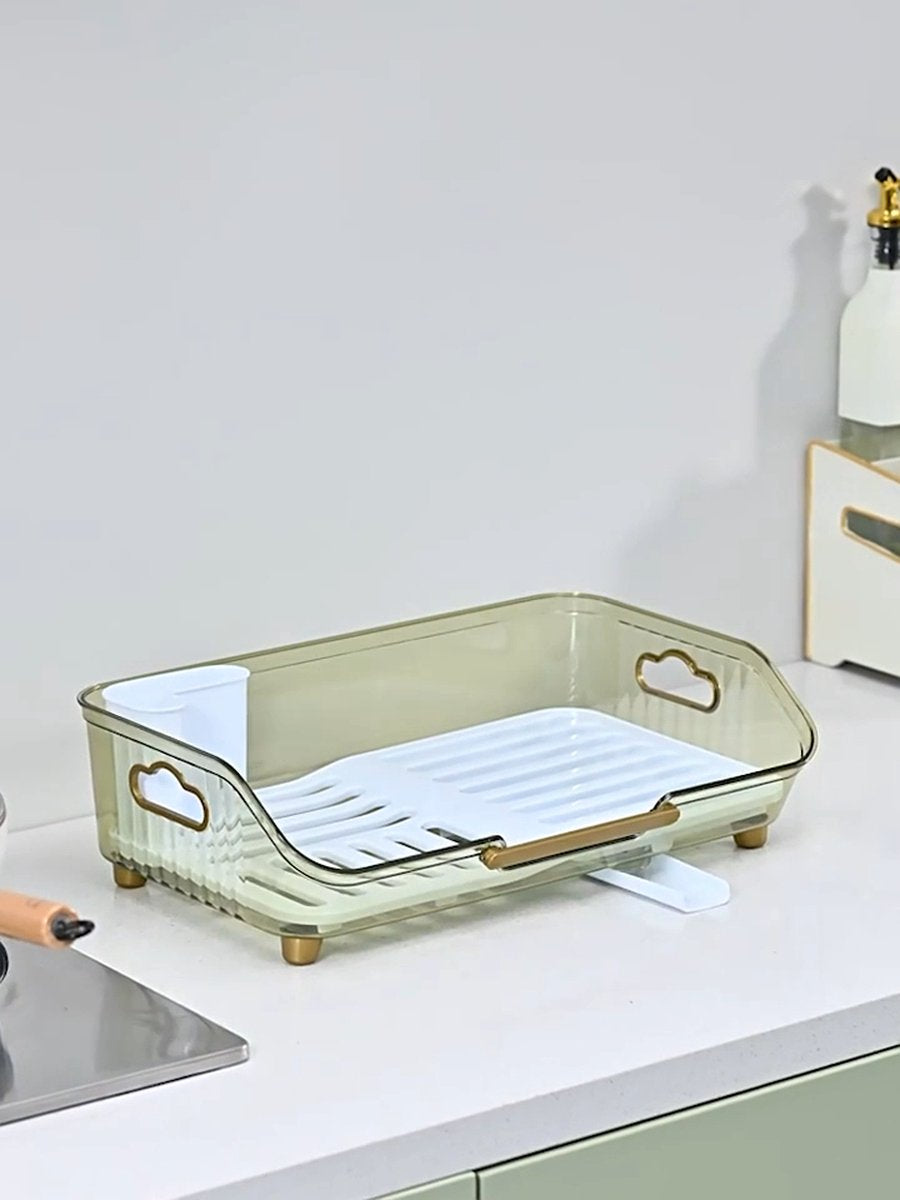 Velox Goods VL‑527 Drainer with Cutlery Holder – Dishwasher Rack with Leakage & Plateau Stand – For Plates, Scales & Cutlery