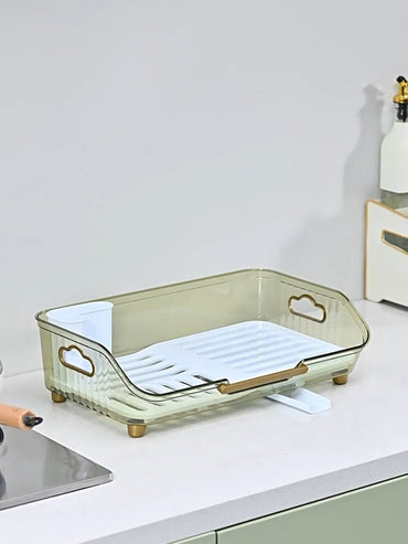 Velox Goods VL‑527 Drainer with Cutlery Holder – Dishwasher Rack with Leakage & Plateau Stand – For Plates, Scales & Cutlery