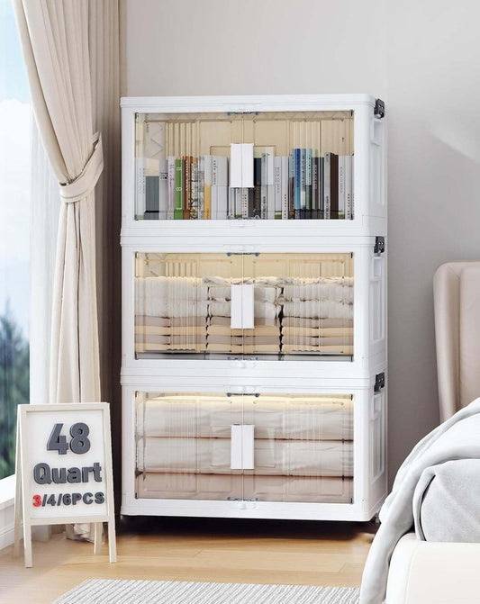 Storage boxes - Storage boxes with lid - Storage box - Storage cabinet - Foldable - Storage cabinets with doors - Stackable storage box - Width 70.5 cm - 5 layers - Storage - Organizer - Tidying up - Kitchen - Bathroom - Living room - Bedroom