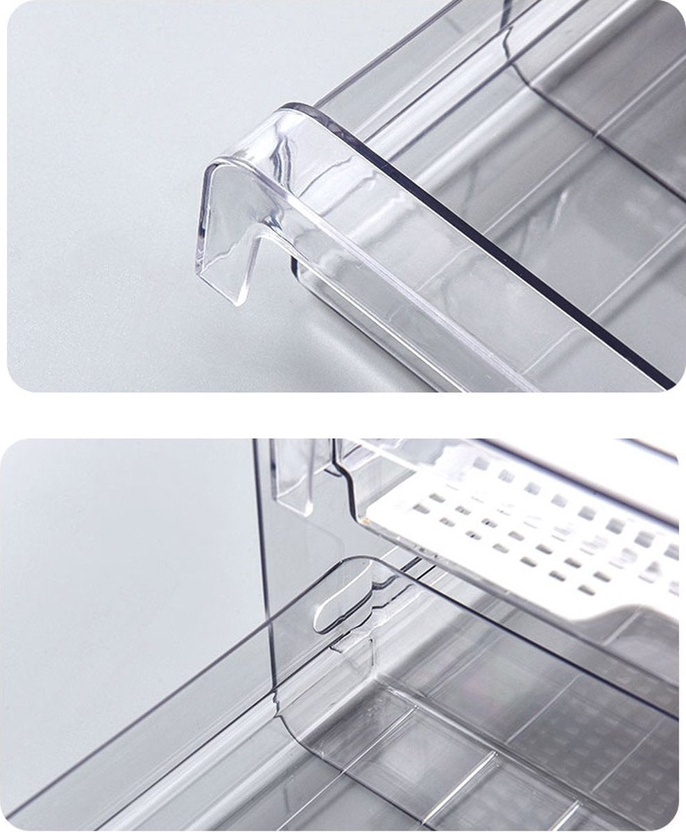Velox Goods VL‑525 Refrigerator Organizer – Stackable PET Storage Box – Drawer for Vegetable, Fruit & Meat – 24 × 21.5 × 14 cm – Transparent