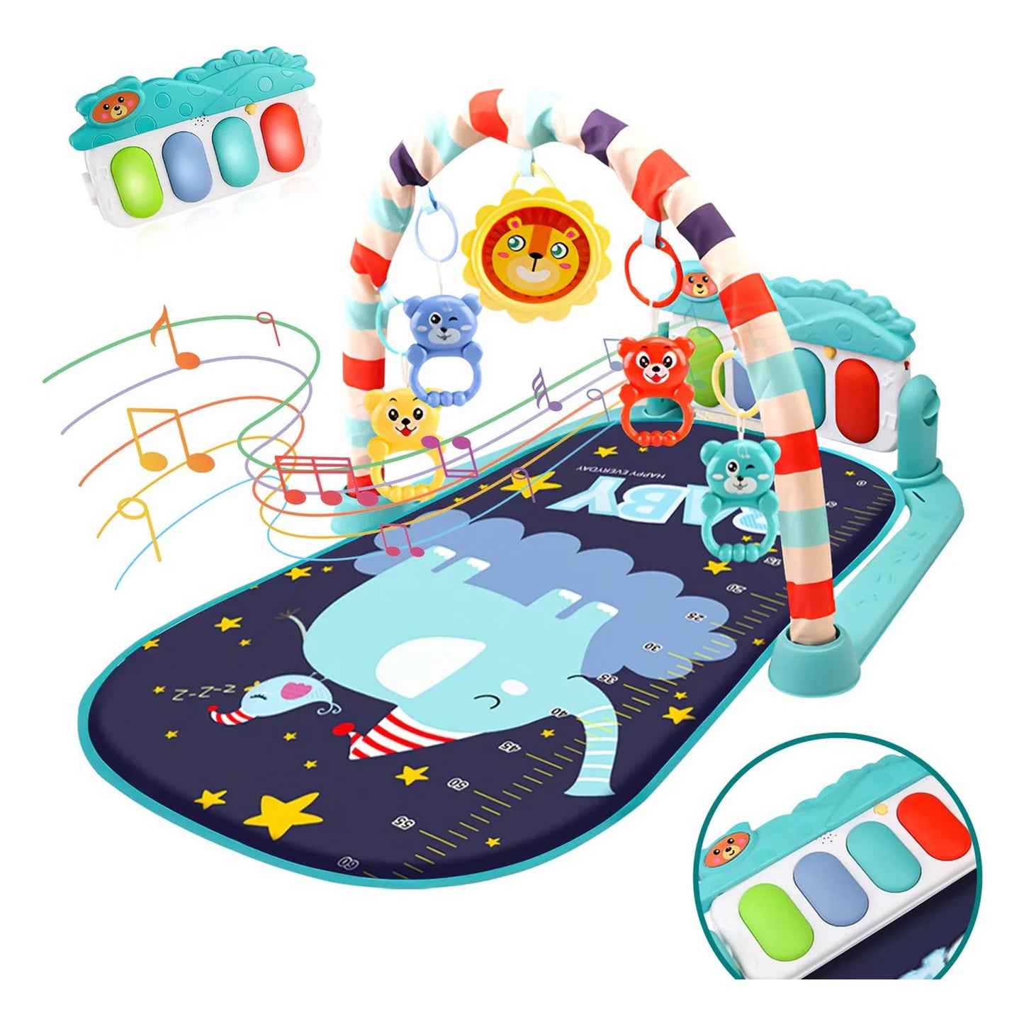 Velox Goods VL-504 Baby Gym with Piano – Play Mat with Music & Lights – From 3 Months – Blue