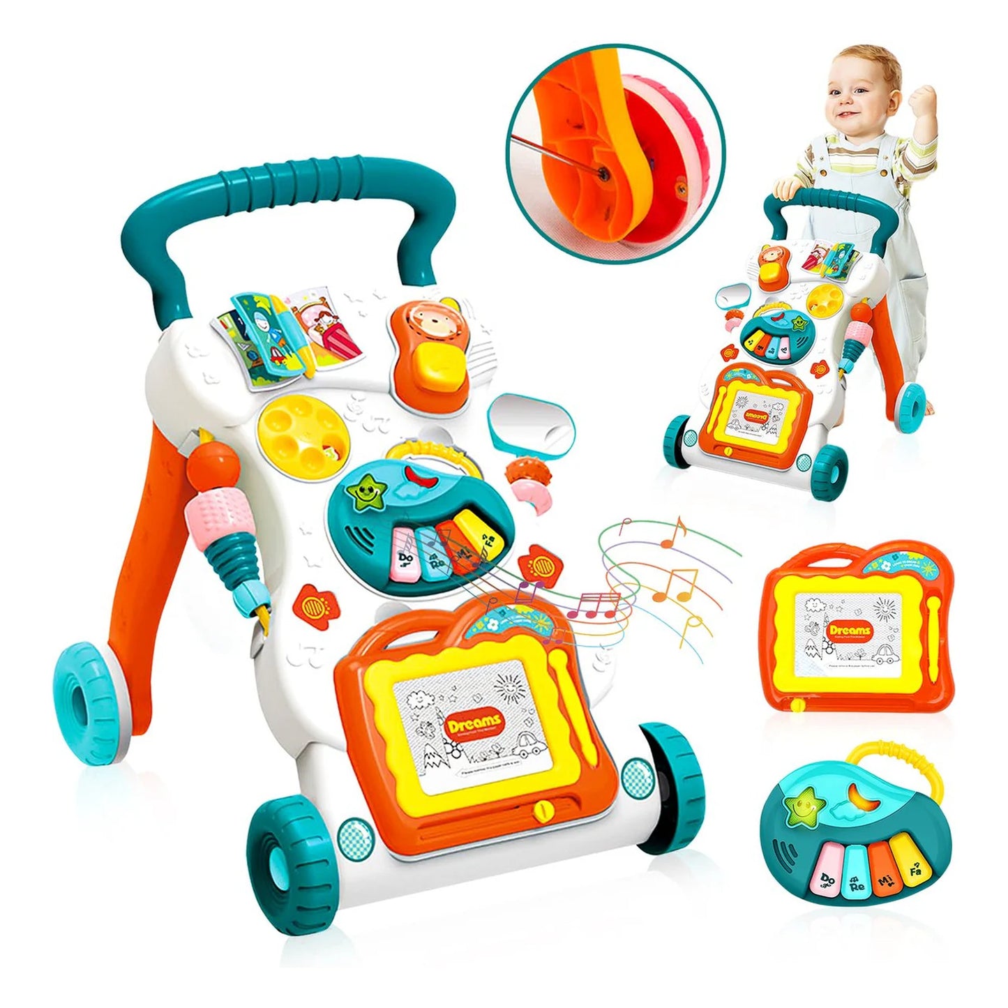 Velox Goods VL-510 Baby Walker – Activity Walker with Light, Music & Drawing Board – From 9 Months