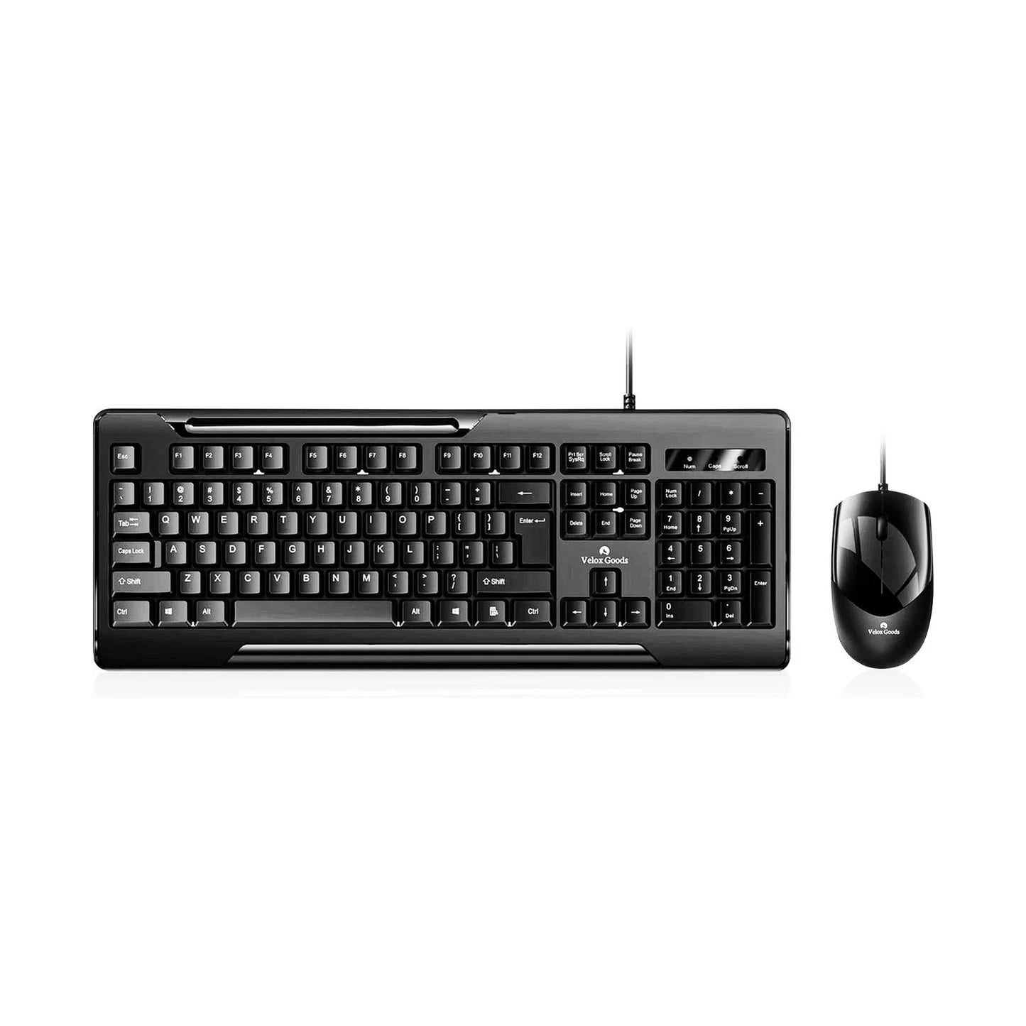 Velox Goods VL-500 Keyboard & Mouse Set – Wired, Silent & Splashproof – Plug & Play